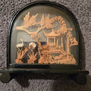 Vintage Chinese Cork Diorama: Hand Carved Asian Sculpture